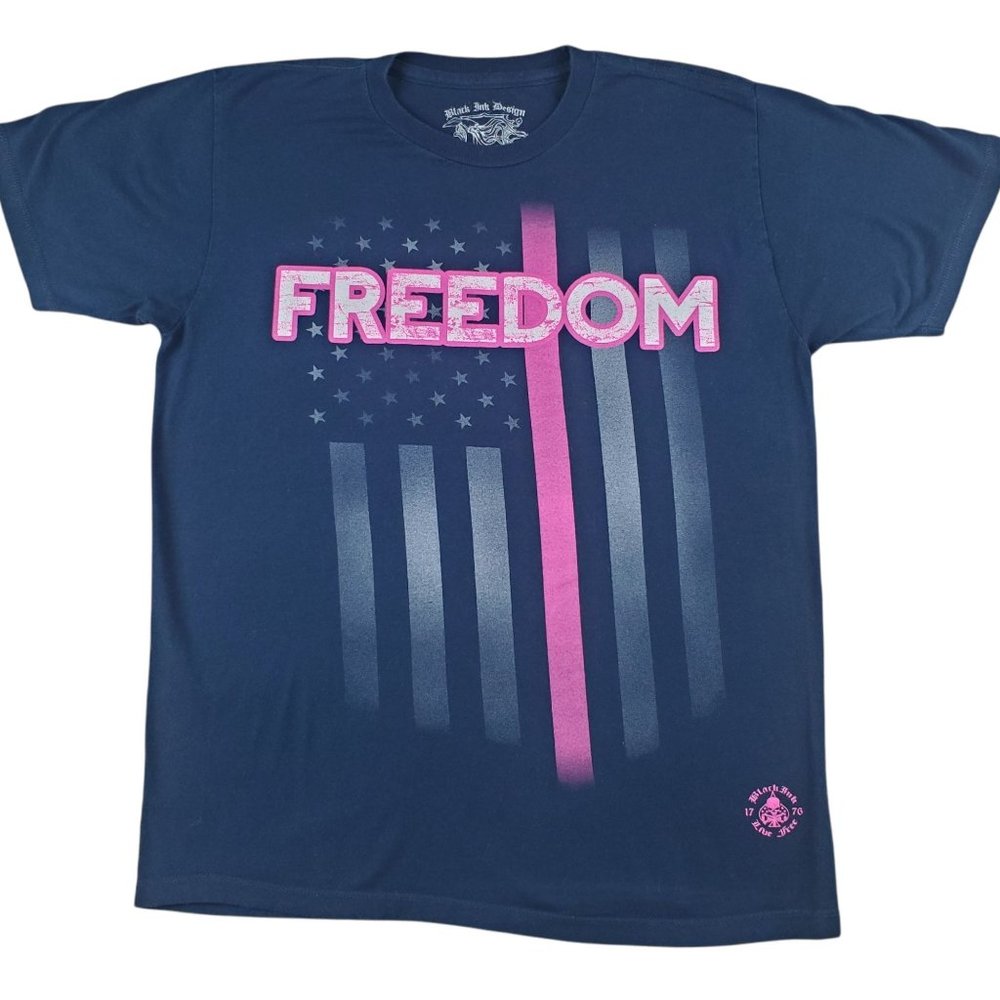 Black Ink Design Womens Navy Tee Shirt Freedom M